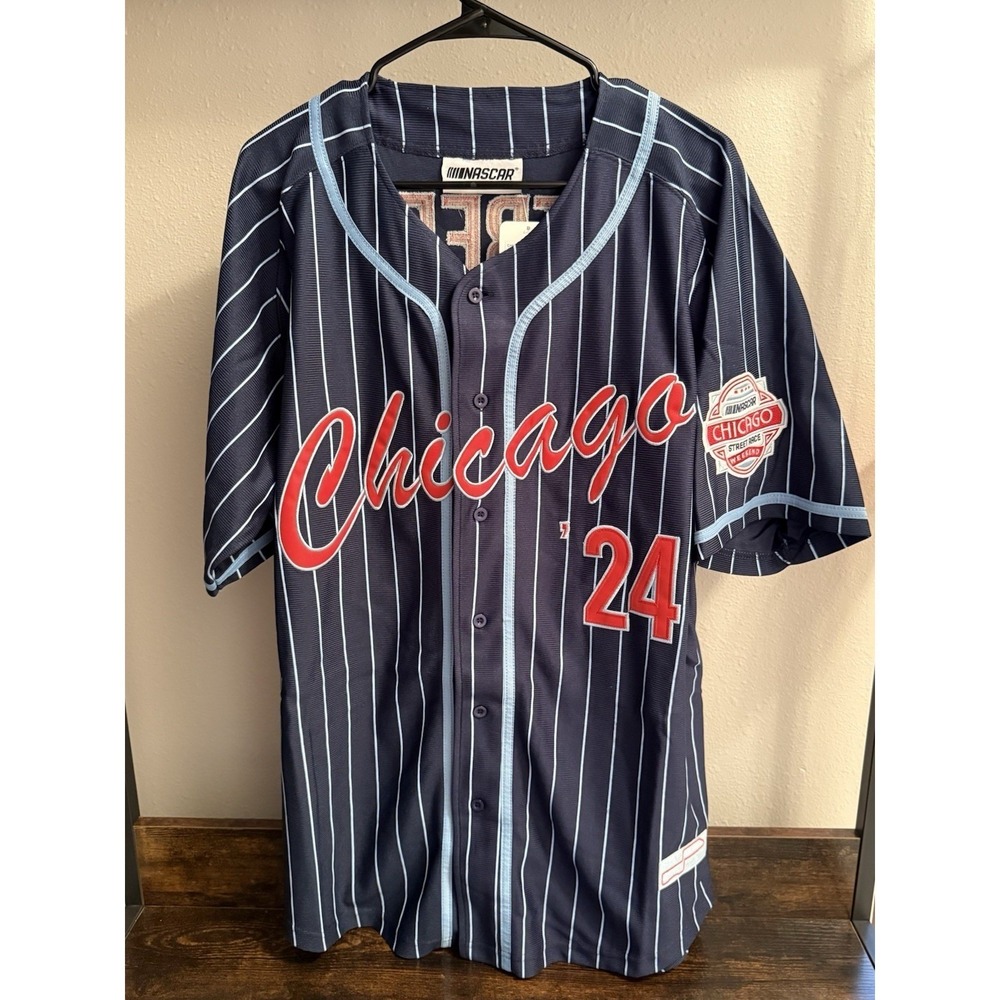 NASCAR Chicago Street Race Baseball Jersey #24 XL Pinstripe‎ NWT